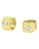 Wide Diamond Huggie Earrings in White and Yellow Gold